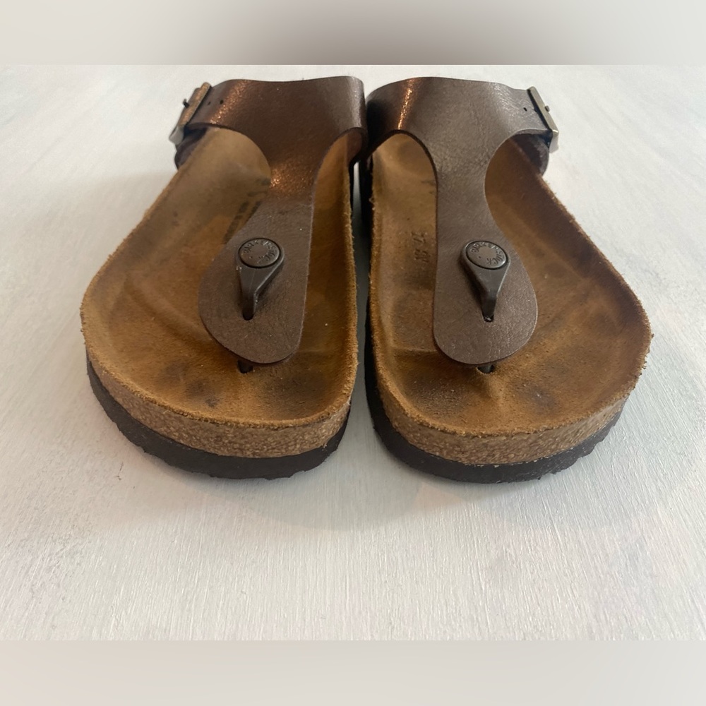 Birkenstock Bronze Metallic Sandal, Size 35